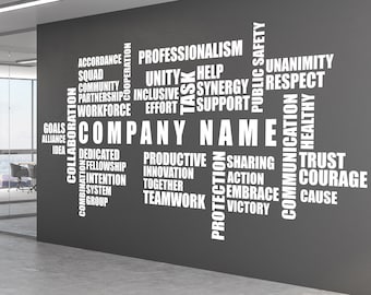 Large Custom Business Name Wall Decal, Office Wall Decor, Teamwork Motivational Vinyl Stickers, Workplace Wall Art Removable Company Name