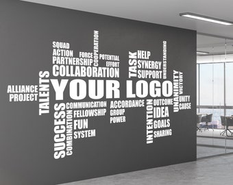 Large Custom Business Name Wall Decal for Office, Workplace Wall Vinyl Decor, Motivational Words Vinyl Sticker, Company Name Decoration