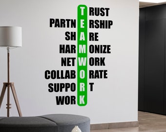 Teamwork Wall Decal Office, Motivational Vinyl Sticker for Workplace, Inspirational Wall art Decor, Business Lettering Decoration