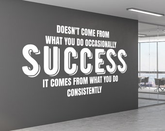 Large Success Wall Decal for Office, Wall Art Decor for Workplace, Motivational Vinyl Sticker for Home Office, Conference Room Decoration