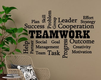 Teamwork Wall Decal Office, Art Decor Workplace, Motivational Sticker, Teamwork Inspirational Quote, Team Work Values, Conference Room Decal