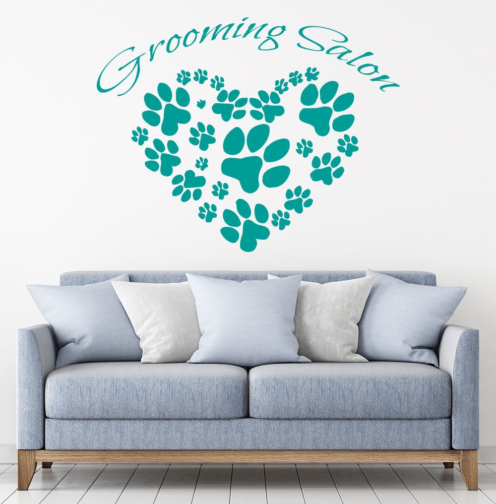 Animal Paw Prints Wall Decals Grooming Salon Dog Cat Puppy Etsy