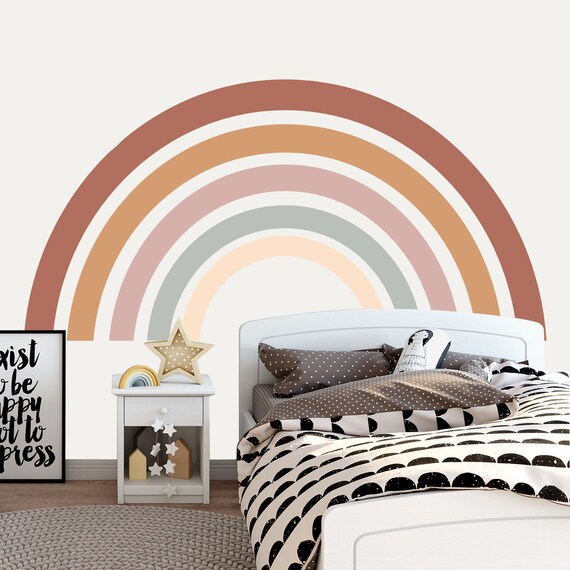 rainbow wall decal large for toddler room - rainbow wall sticker nursery - rainbow baby gift neutral - kids rainbow decor for girl bedroom