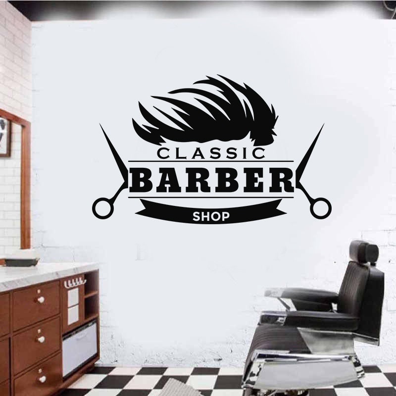 Classic Barber Shop Window Sticker Hair Stylist Decals Etsy