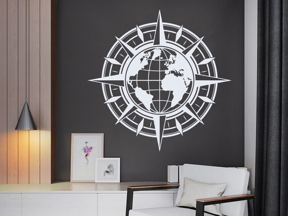 Wall Decal Compass Vinyl Stickers Nautical Decals Ceiling Navigation Sea Decor Art Murals Living Room Bedroom Interior Design Kn119