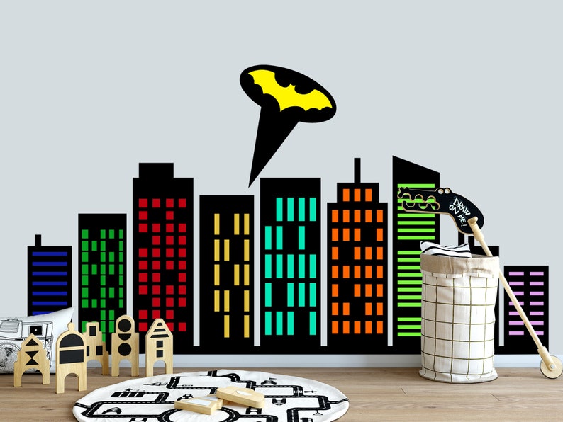 City Wall Decal Boy Room. Buildings Wall Sticker Nursery. Wall Etsy