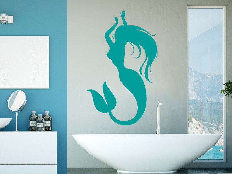 Mermaid Wall Decals Ocean Girl Vinyl Stickers Bathroom Art Home Interior Mermaids Spa Decal Nursery Room Decor Kn101