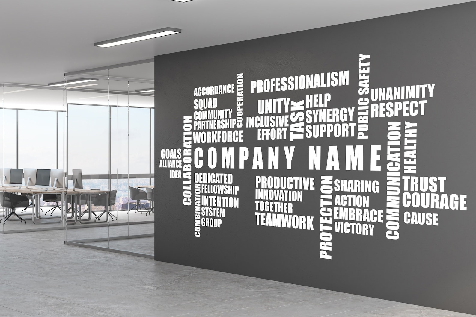 Large Custom Business Name Wall Decal Office Wall Decor Etsy