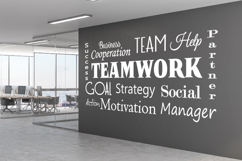 Large Teamwork Office Wall Art Decor Office Wall Decal Team Etsy