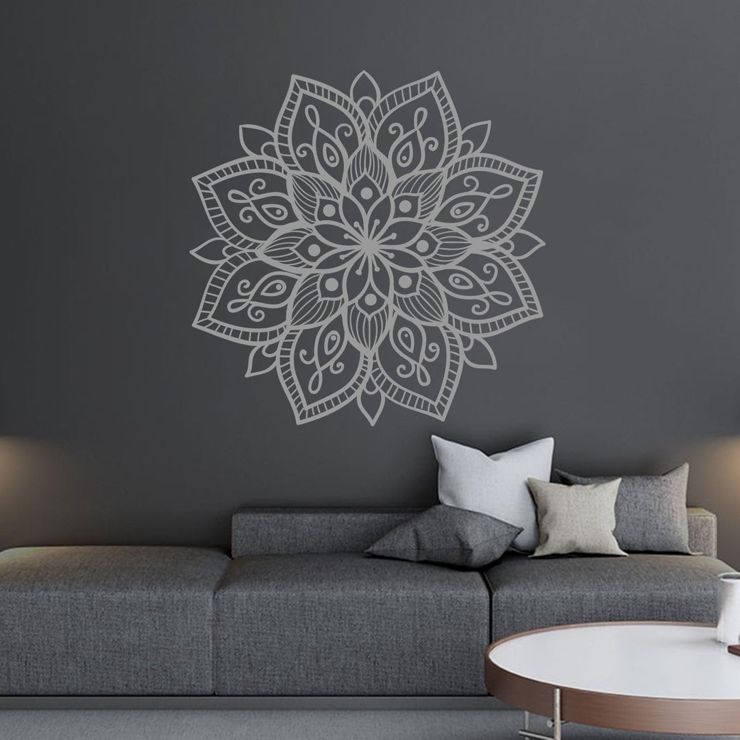 Mandala Wall Art Decal. Large Mandala Wall Decor Home. Flower Etsy