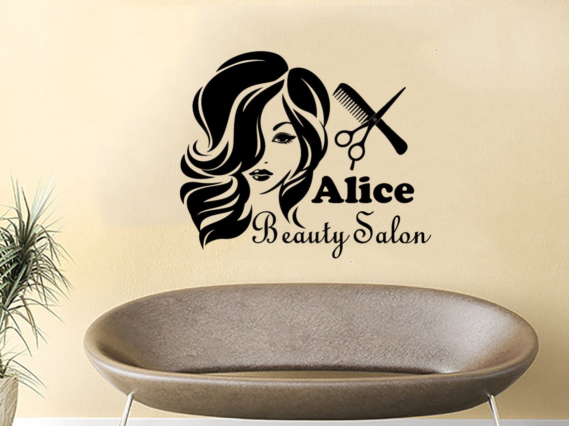 Beauty Hair Salon Wall Decals - Custom Name Logo Lettering - Vinyl ...