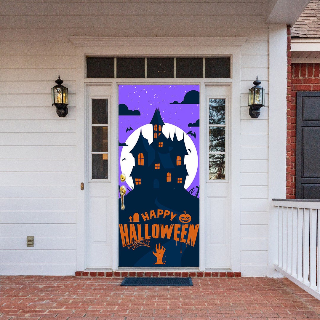 Happy Halloween Door Cover Halloween Door Decor Halloween Etsy
