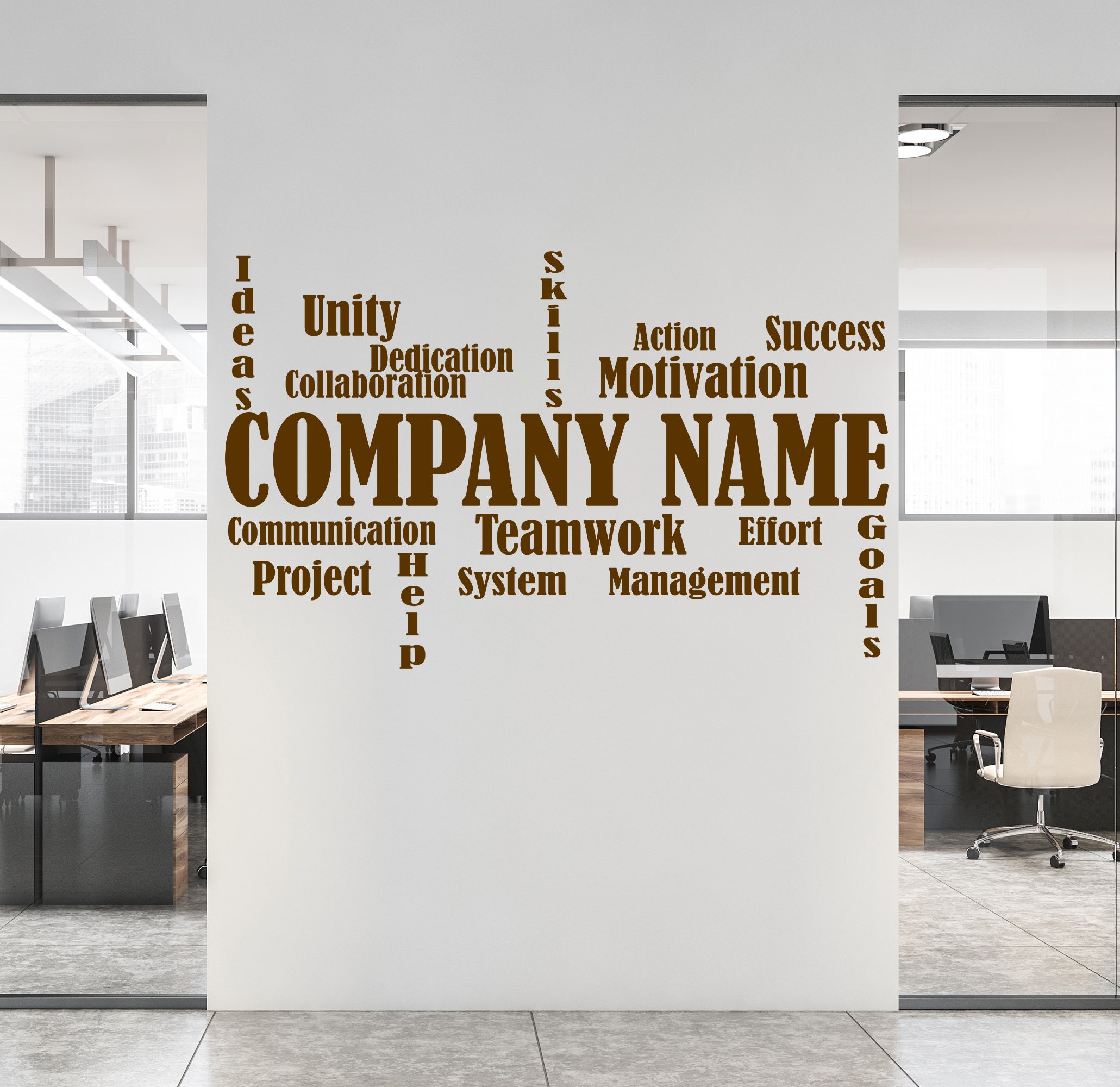 Large Custom Business Name Wall Decal Office Wall Art Decor Etsy