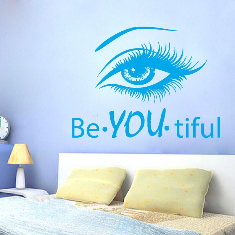 Eye Wall Decals Girl Model Beautiful Words Beauty Salon Vinyl Etsy