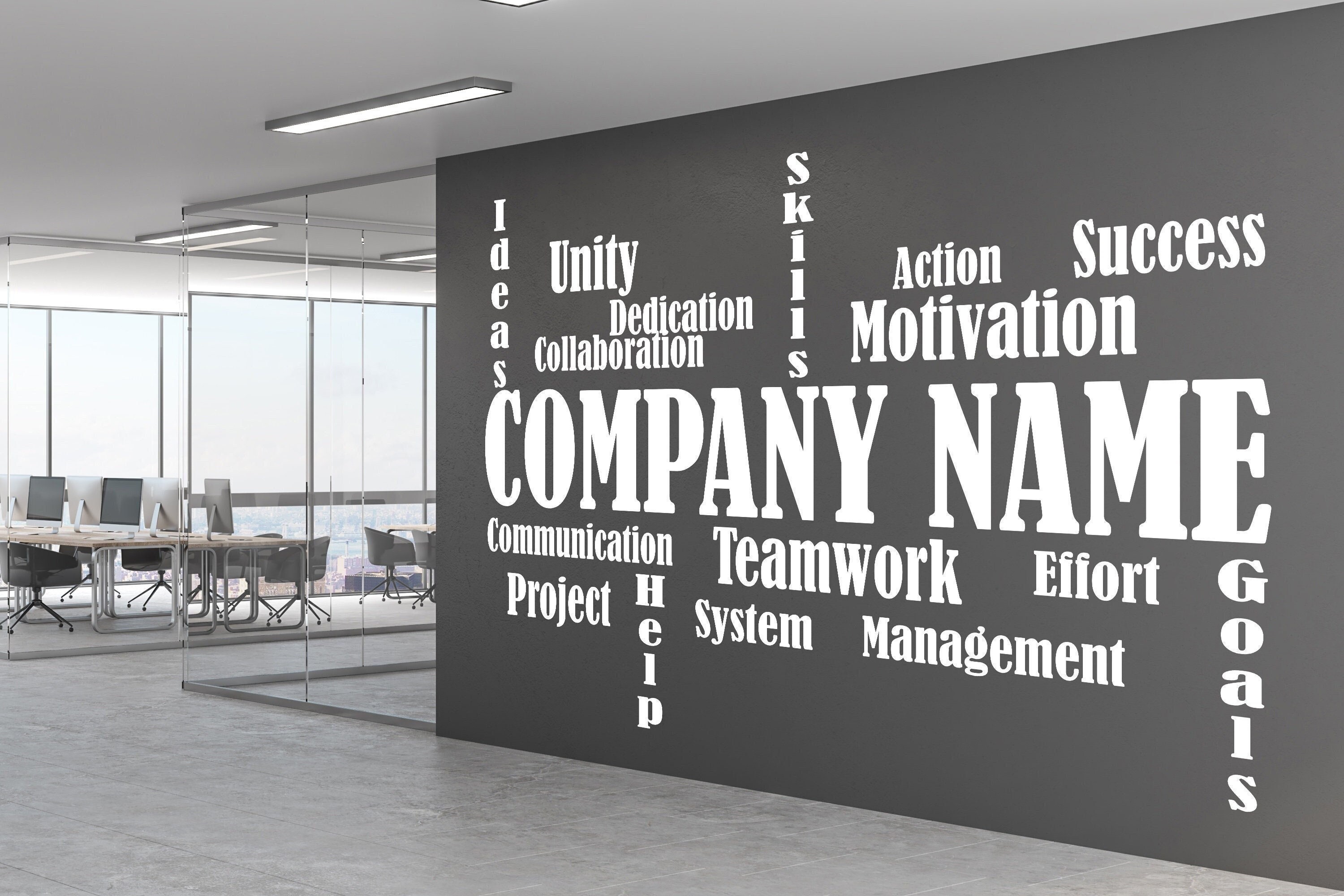 Large Custom Business Name Wall Decal Office Wall Art Decor Etsy