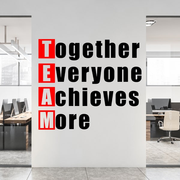 Customized Teamwork Sticker for Workplace, Together Everyone Achieves More Decal, Large Office Wall Vinyl Decor, Motivational Vinyl Sticker