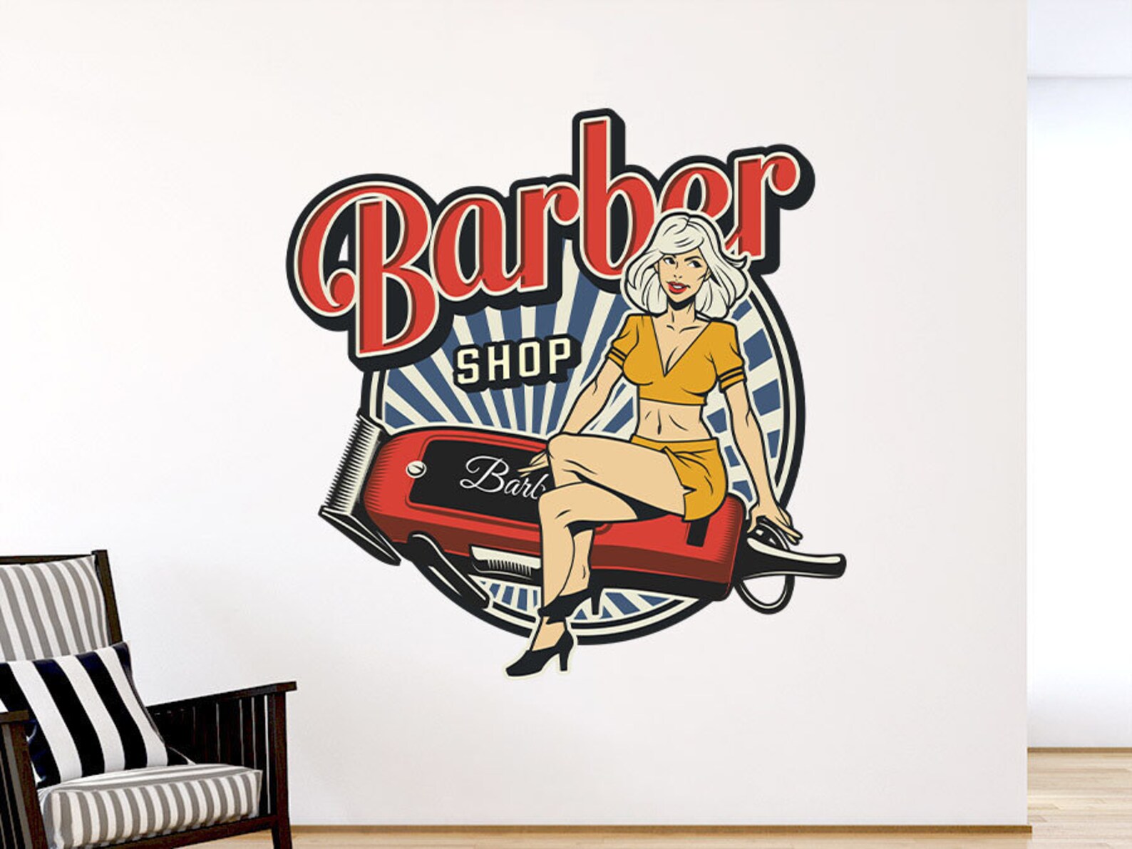 Babrber Shop Retro Decal Hairstyle Sticker Mirror Decor Etsy