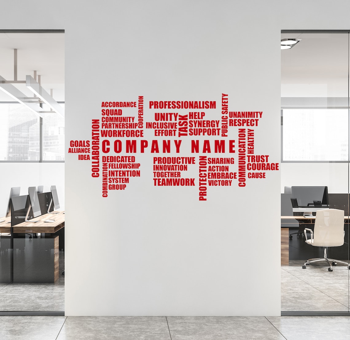 Large Custom Business Name Wall Decal Office Wall Decor Etsy