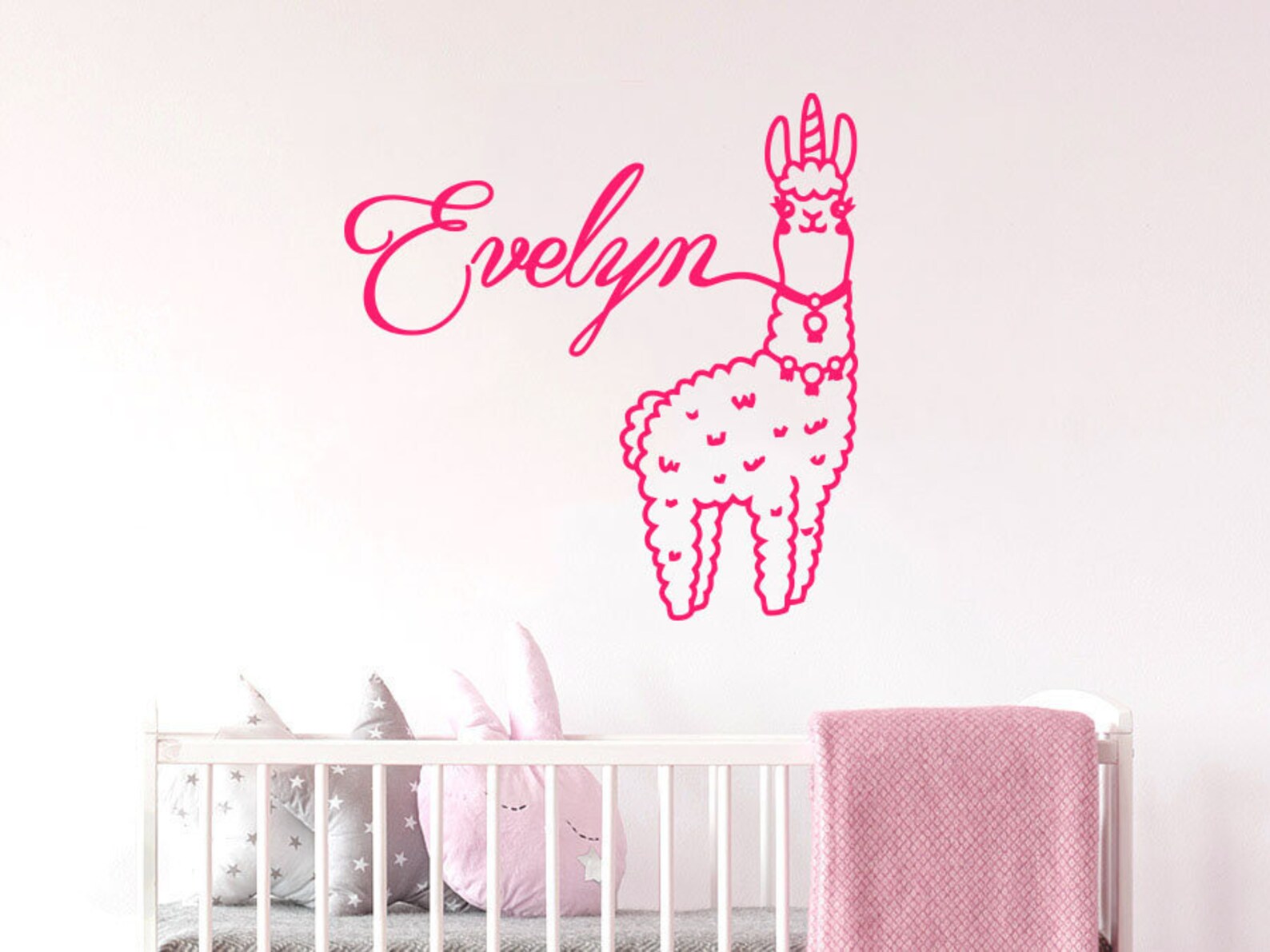 Wall Decal Llama Personalized Name For Bedroom Wall Decals Etsy