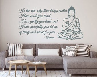 Buddha Wall Decals Quote Only Three Things Matter Yoga Gym Decor Vinyl Decal Sticker Home Interior Design Art Mural Bedroom Decor KG14