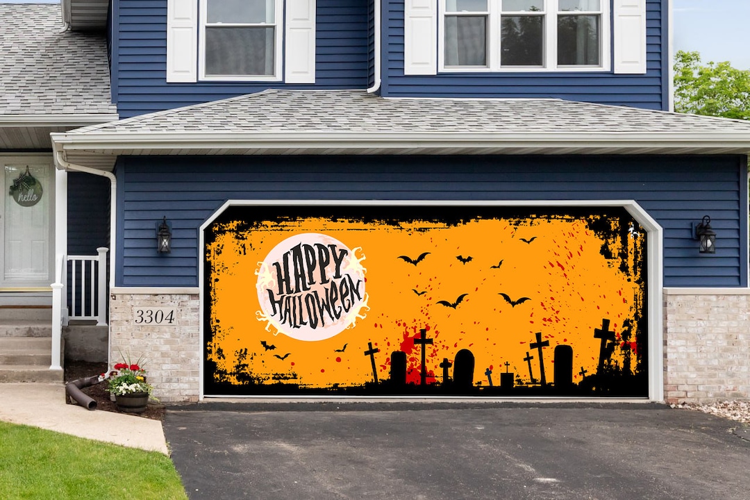 Halloween Double Car Garage Door Cover Halloween Double Etsy