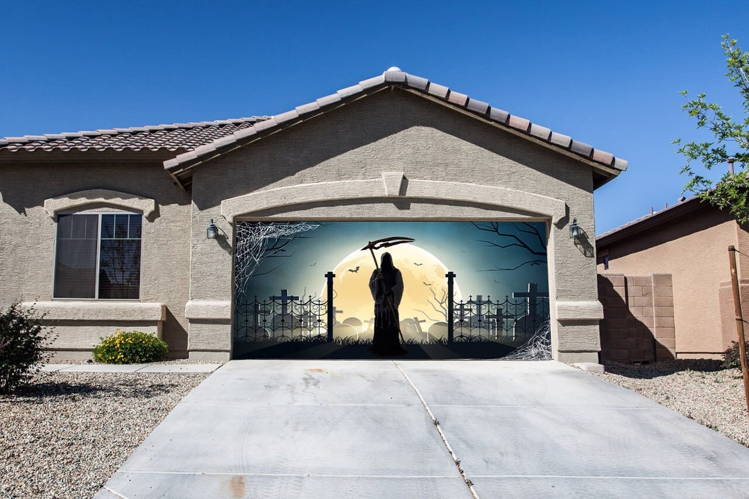 Halloween Garage Door Cover Decorations Halloween Garage Etsy