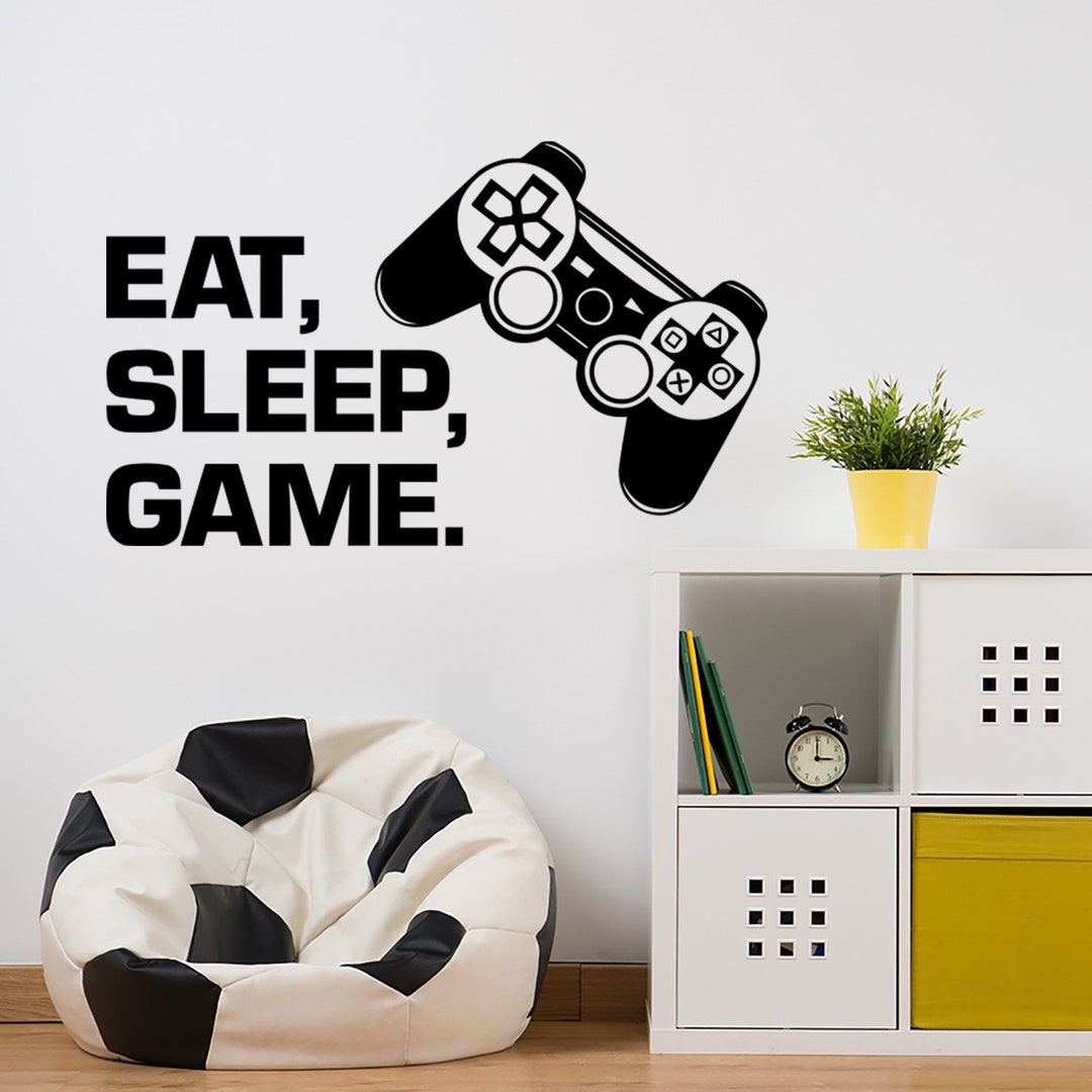 Eat Sleep Game Decal Gamer Wall Sticker Video Game Controller Wall