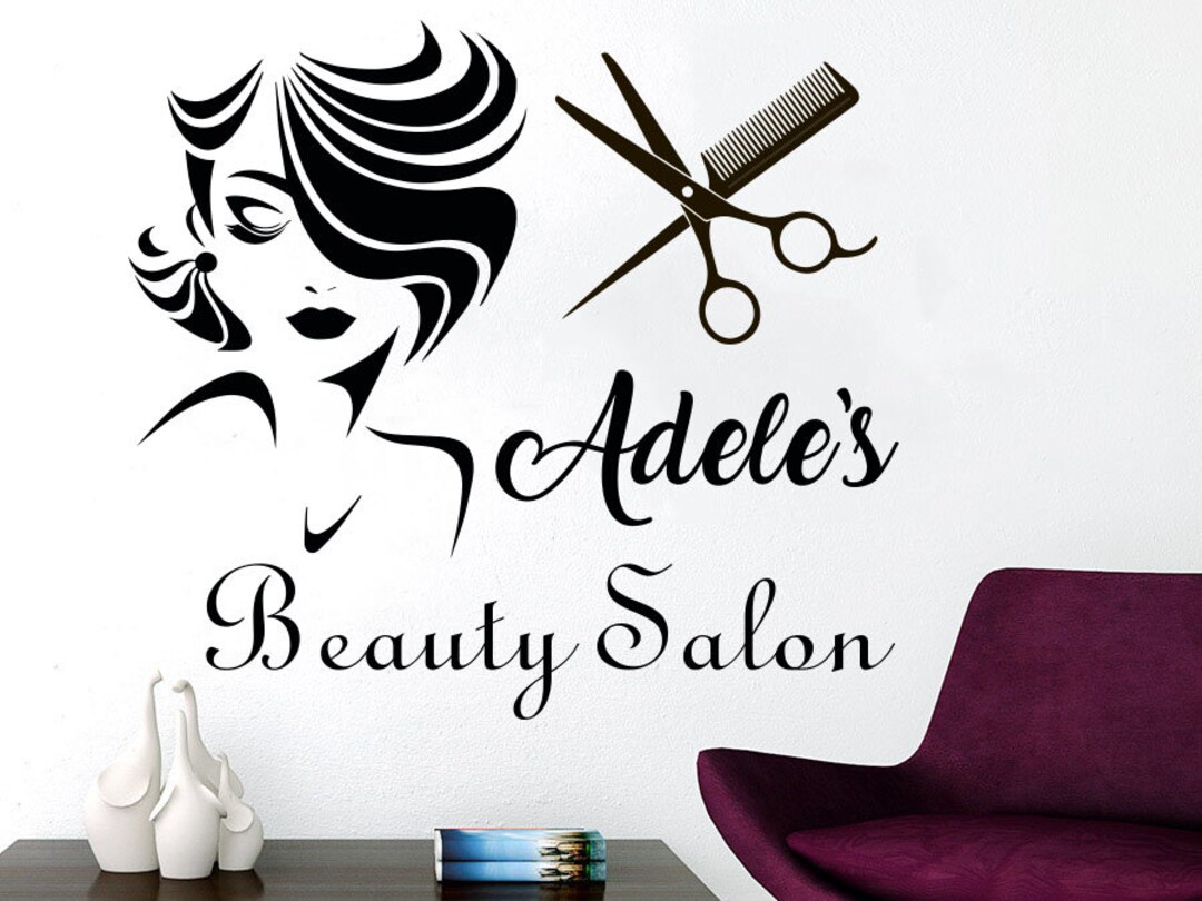 Hair Salon Décor Custom Name Wall Decal Beauty Salon Etsy