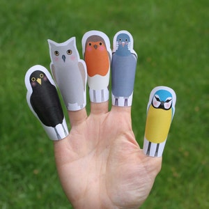 Printable Coloring Bird Finger Puppets, Bird Nature Study, Homeschooling, Nature Education, Instant Download, Kids Birthday Party Favor