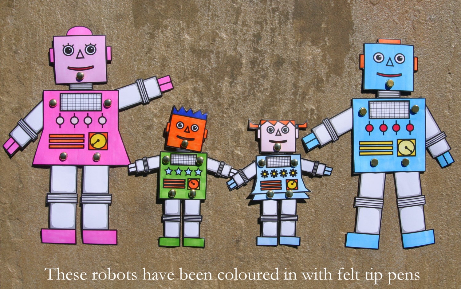 Robot Family Split Pin Paper Robots Jointed Paper Robots Etsy