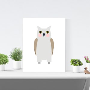 Graphic Owl Art Print: Minimalist White Poster (Digital Download)