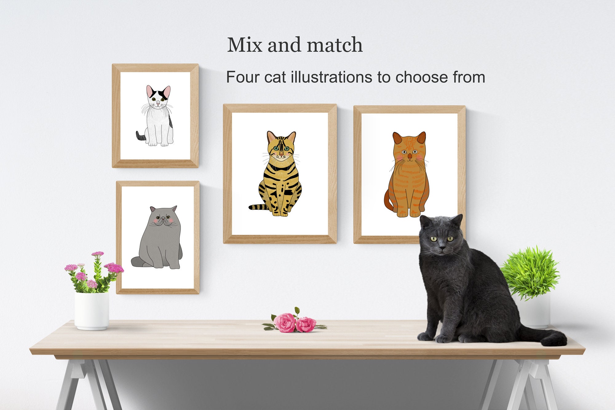 Printable White Cat Wall Art Cat Print Print at Home Cat - Etsy