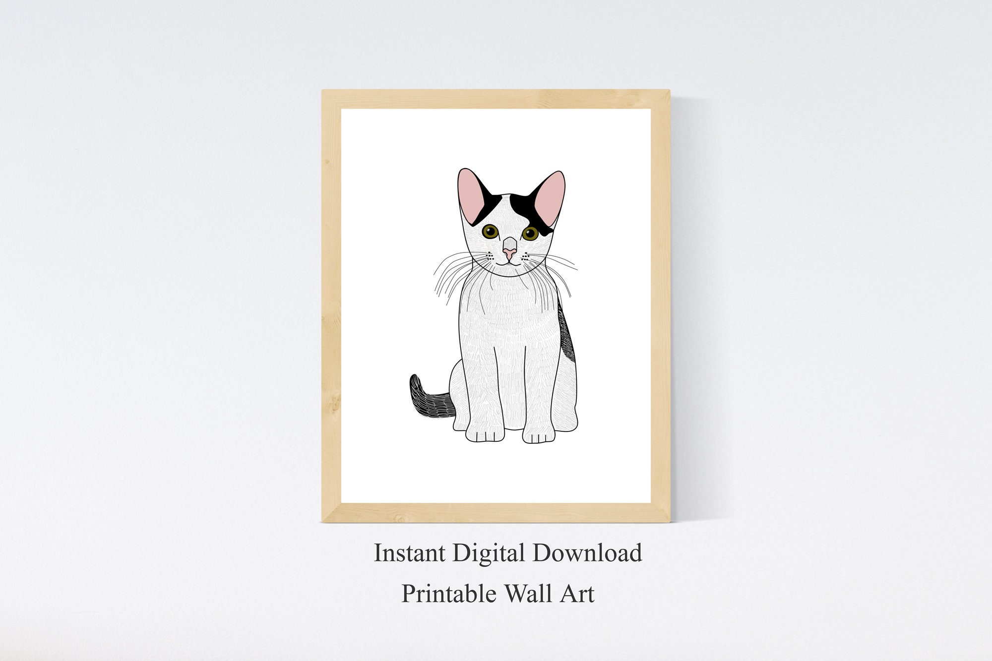 Printable White Cat Wall Art Cat Print Print at Home Cat - Etsy