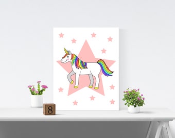 Unicorn Wall Art Printable - Unicorn Print - Print at Home - Unicorn Illustration - Wall Art - Poster - Digital Print - Kids Wall Decor