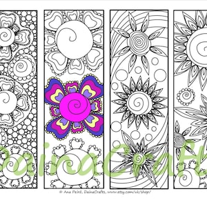 Printable Coloring Flowers Bookmarks- Instant Download - Coloring for Adults - PDF Download - Coloring Page - DIY Bookmarks - Make Your Own