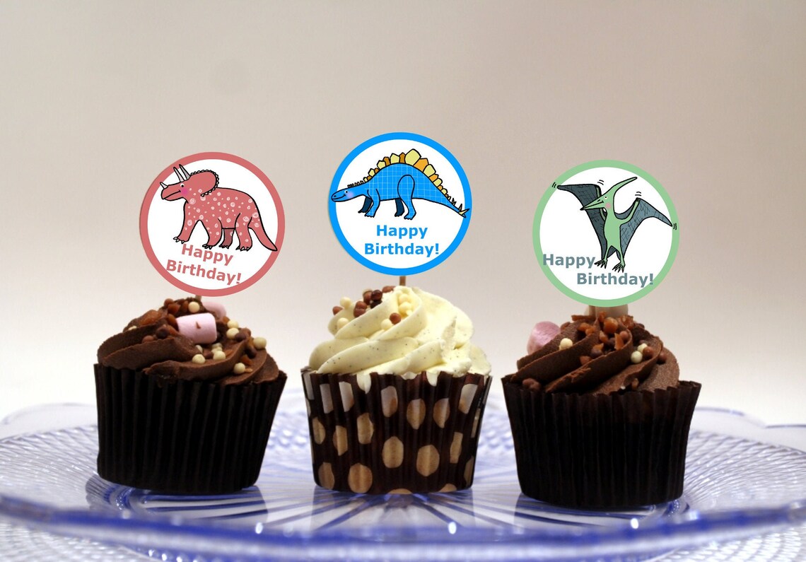 Printable Dinosaur Cupcake Paper Toppers Printable Cake - Etsy