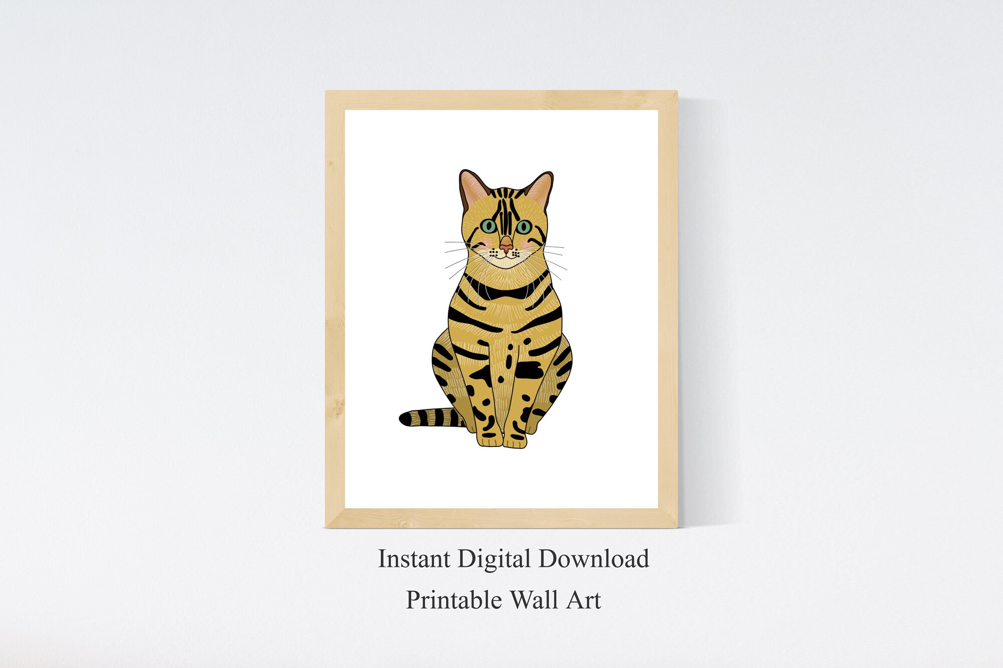 Bengal Cat Wall Art Printable Cat Digital Print Print at Home Cat Art ...
