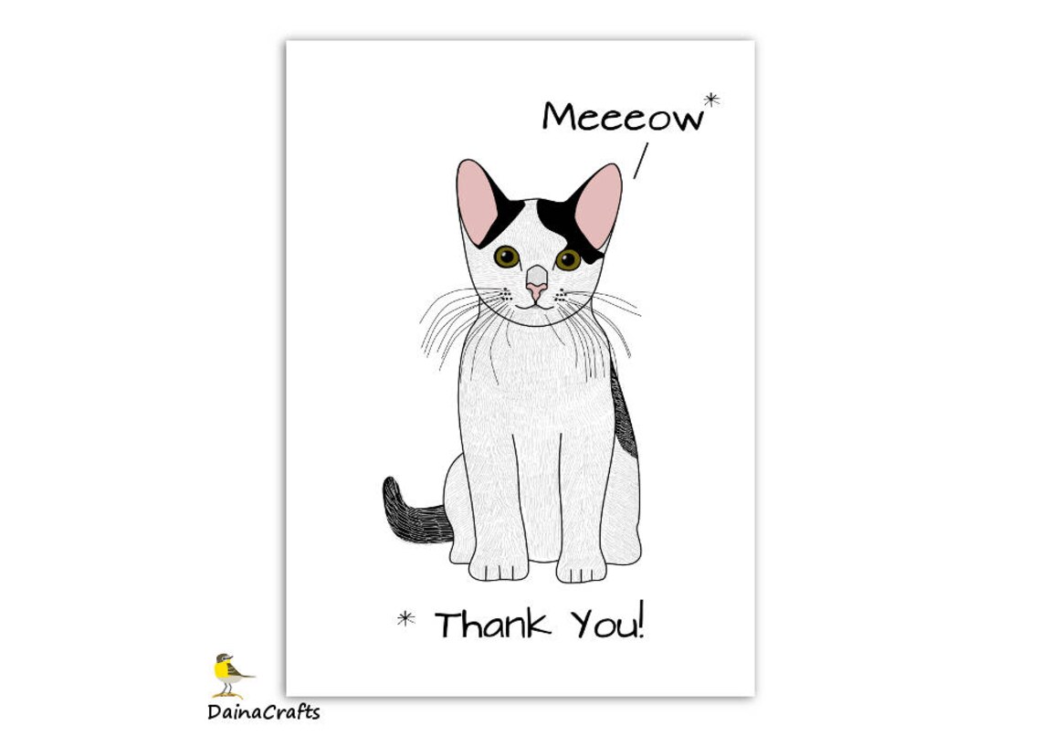 Cat Printable Thank You Card - Thank You Cat - Printable Cat Card ...