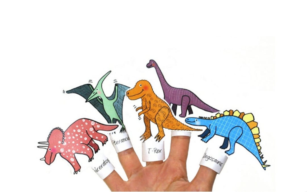 Printable Coloring Dinosaur Finger Puppets Dinosaur Birthday Party