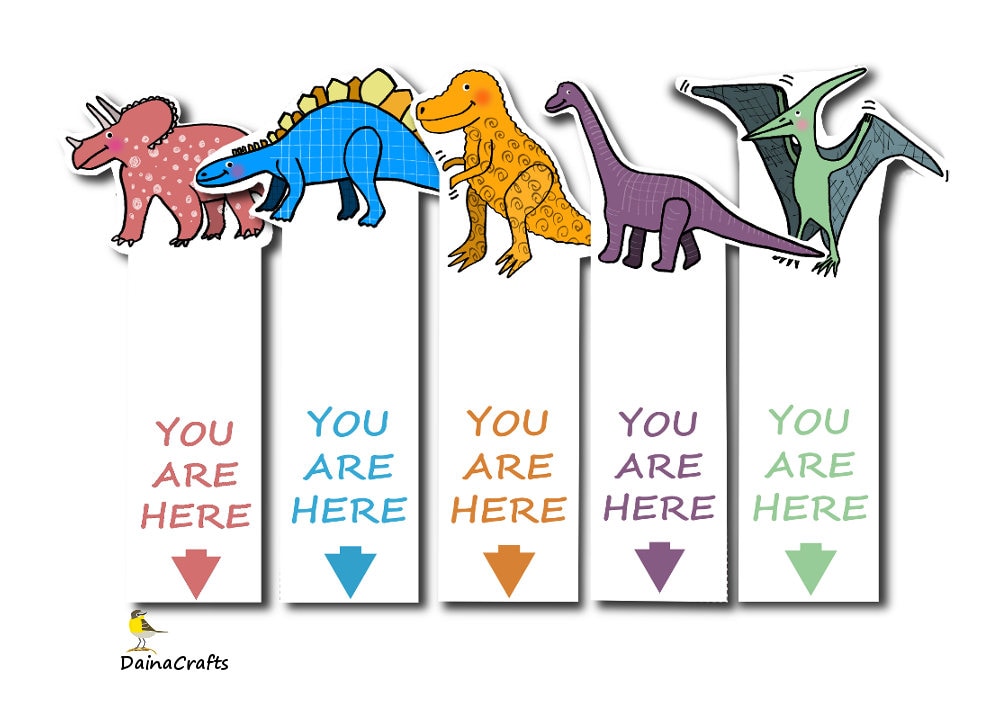 dinosaur printable bookmarks kids bookmarks dinosaur etsy