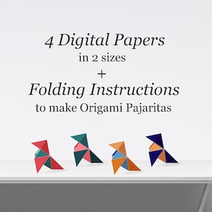 Printable Origami Pajarita, Printable Origami Paper and Instructions - Origami Bird - PDF Instant Digital Download - Origami PaperCraft