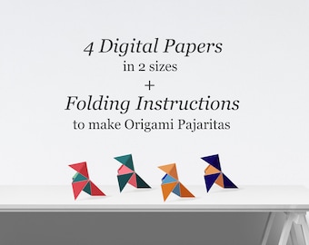 Printable Origami Pajarita Paper & Instructions (PDF Digital Download)