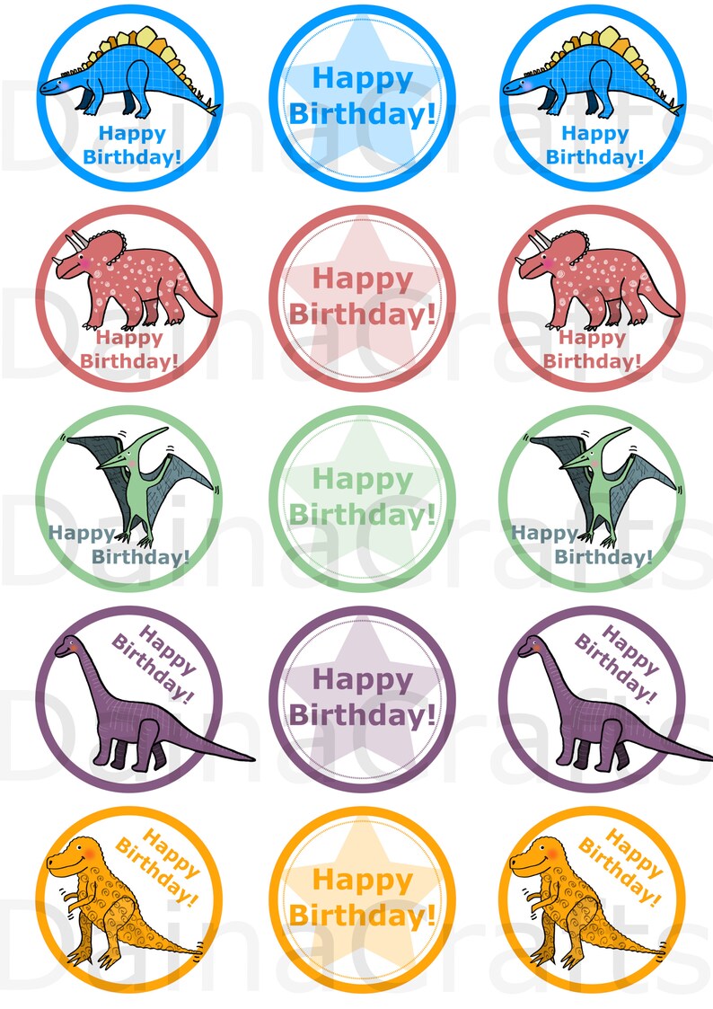 Printable Dinosaur Cupcake Paper Toppers Printable Cake - Etsy