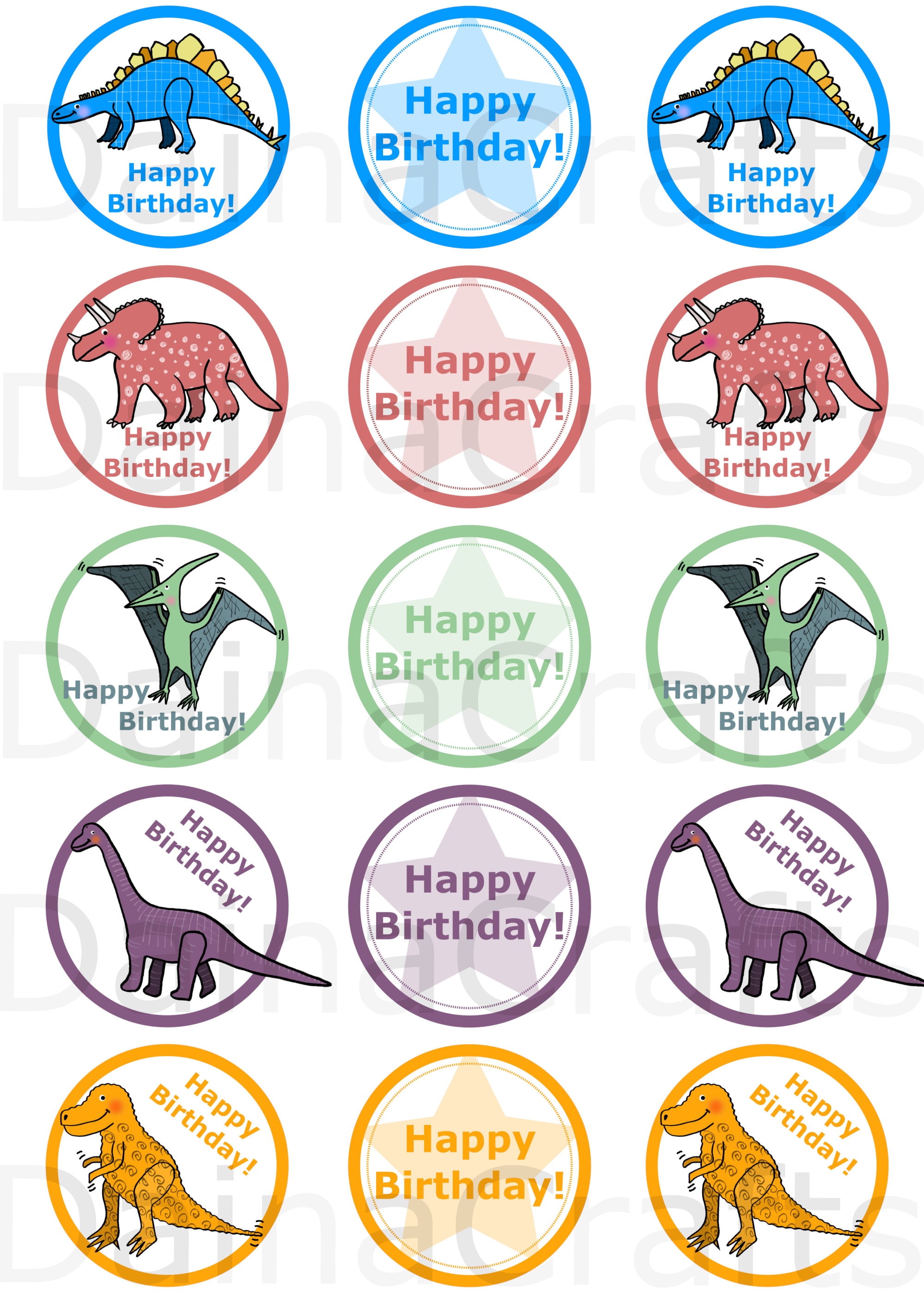 Printable Dinosaur Cupcake Paper Toppers Printable Cake Toppers PDF ...