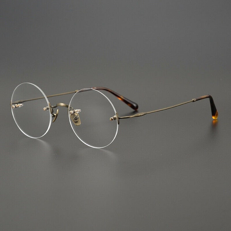 Bronze Rimless Glasses Steve Jobs Style Retro Frames Etsy