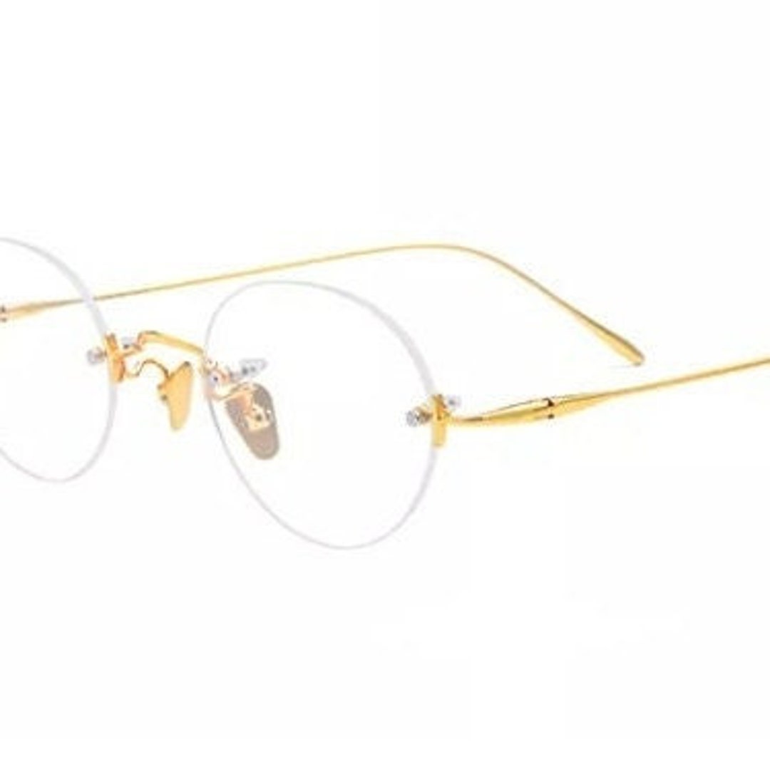 Gold Rimless Glasses Steve Jobs Style Oval Eyeglass Frames Etsy