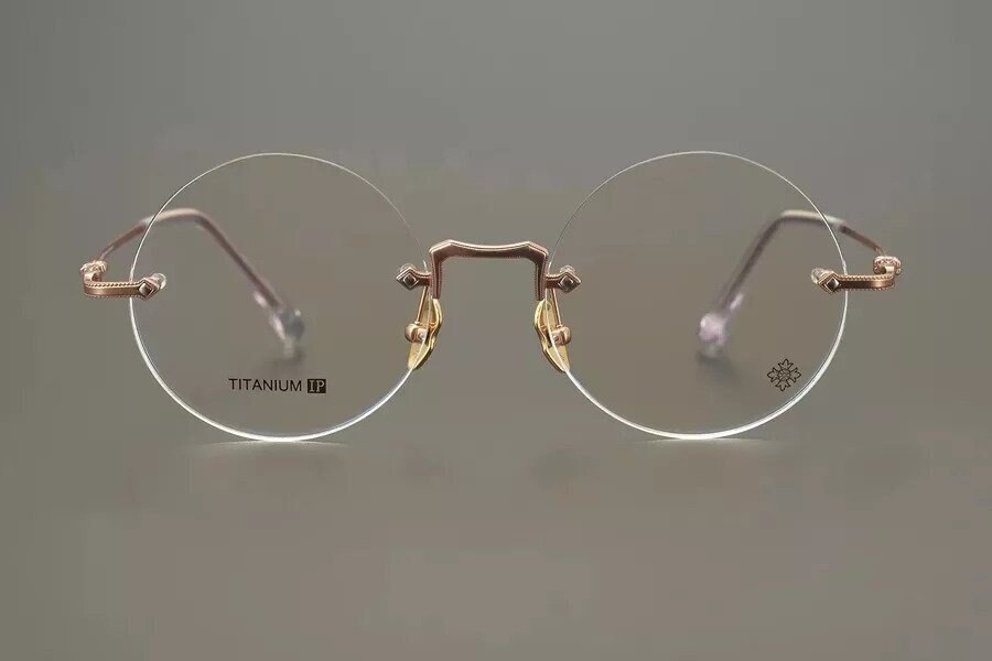 Round Gold Rimless Glasses Steve Jobs Style Circle Eyeglass Frames