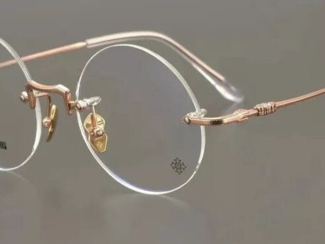 Round Gold Rimless Glasses Steve Jobs Style Circle Eyeglass Frames