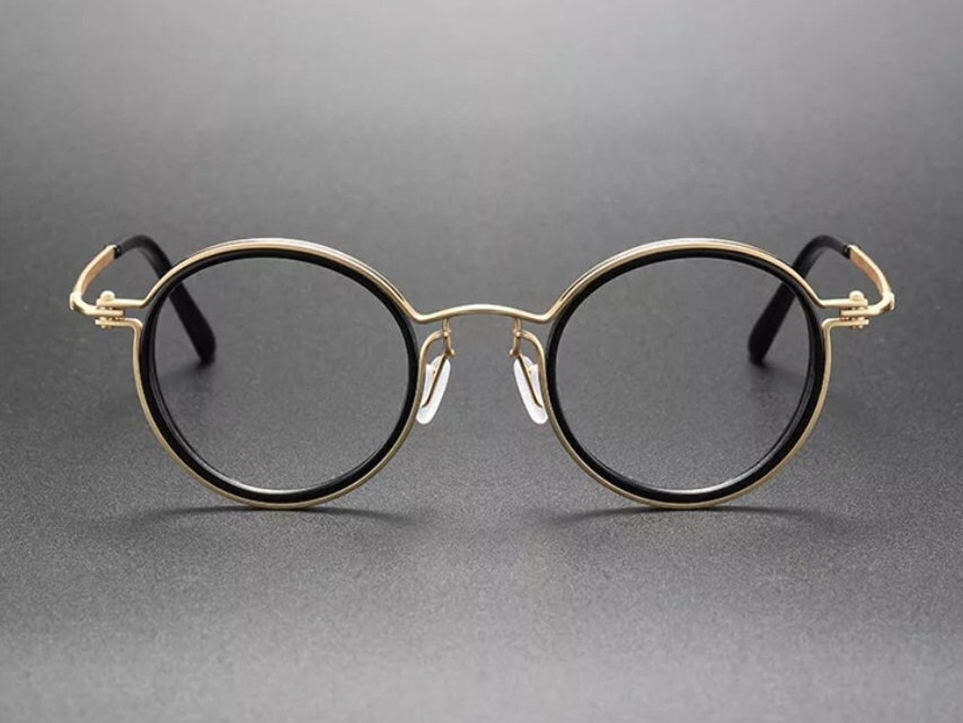 Gold Eyeglass Frames Vintage Style P3 Titanium Retro Glasses Etsy
