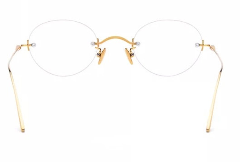Gold Rimless Glasses Steve Jobs Style Oval Eyeglass Frames Etsy